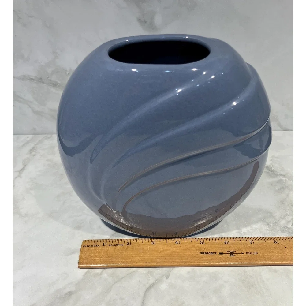 Vtg Haeger 1980s Art Deco Revival Pleated Draped Circular Ceramic Vase 7.5